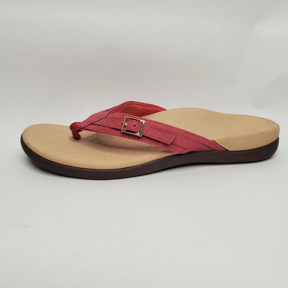 Vionic Women's Red Thong Sandals with Gold Buckle
